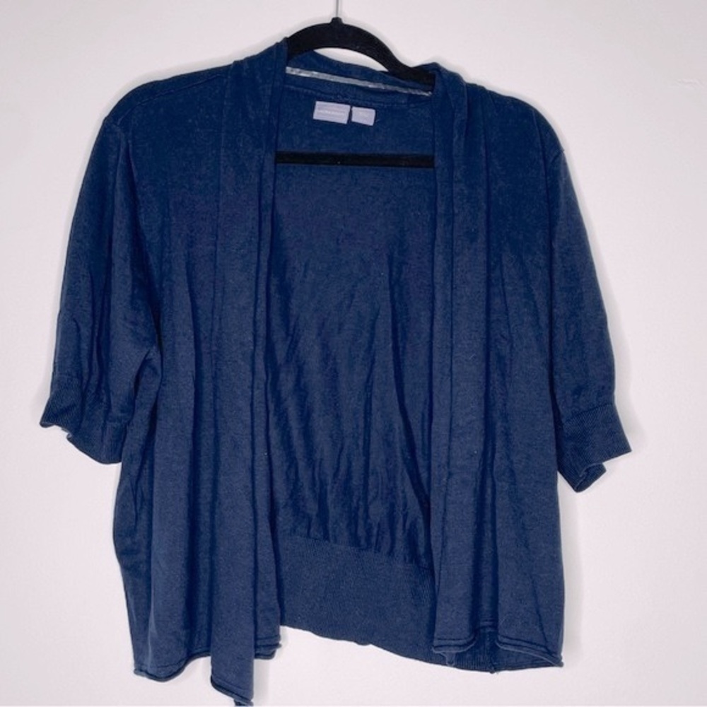 Laura Scott dark blue short sleeve open front cardigan sweater Size XL - Picture 4 of 11
